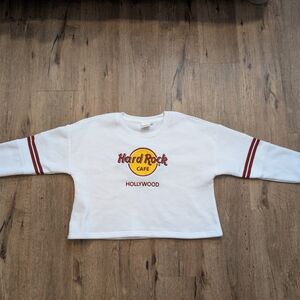 Hard Rock Cafe White Sweatshirt with Red Accents